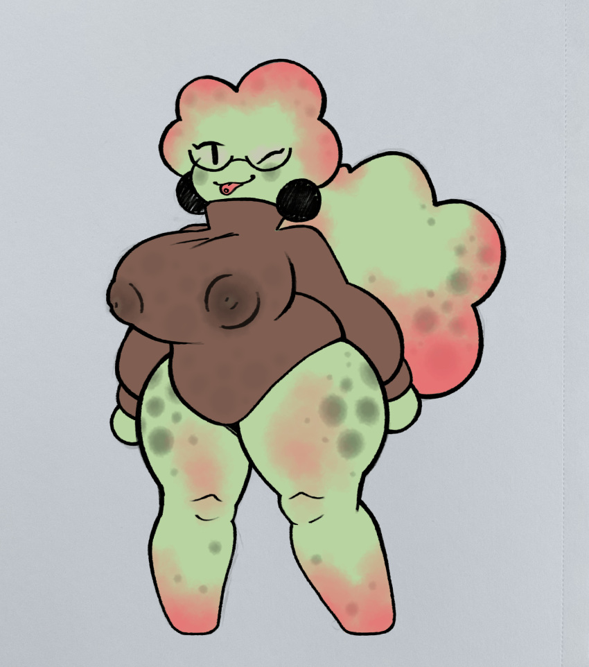 anthro ass big_areola big_breasts boba_tea curvy curvy_body female green huge_nipples humanoid large_ass large_breasts milk nebulouszone nipples pink solo_female thick thick_thighs thighs voluptuous