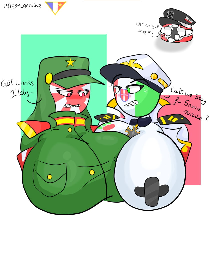 angry angry_expression angry_face big_breasts blush countryballs countryhumans countryhumans_girl covered_nipples english_text fascist_italy_(countryhumans) female female_only hat japanese_empire_(countryhumans) jeff194 nazi_germany_(countryhumans) simple_background text white_background