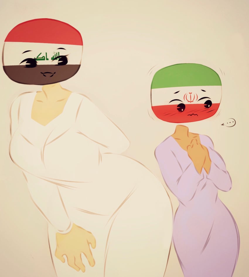 2girls countryhumans countryhumans_girl female female_only flawsy iran_(countryhumans) iraq_(countryhumans) safe sfw simple_background wholesome yuri