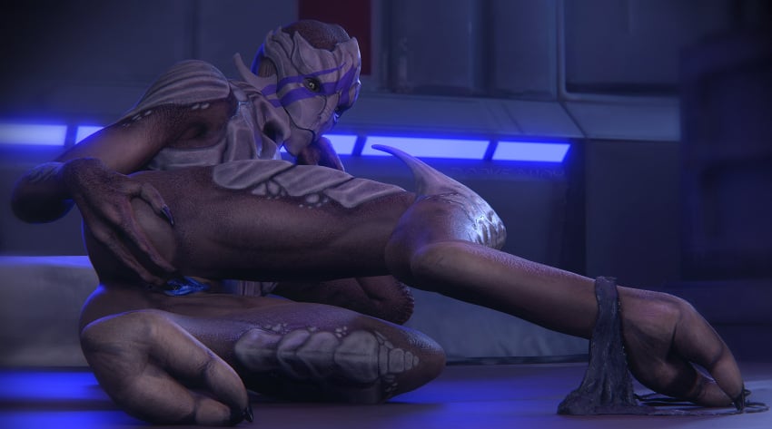 3d 3d_(artwork) alien alien_girl bioware doinks-ahoy female female_only finger_claws hand_on_butt looking_at_viewer mass_effect non-human panties presenting spread_legs turian vagina vetra_nyx