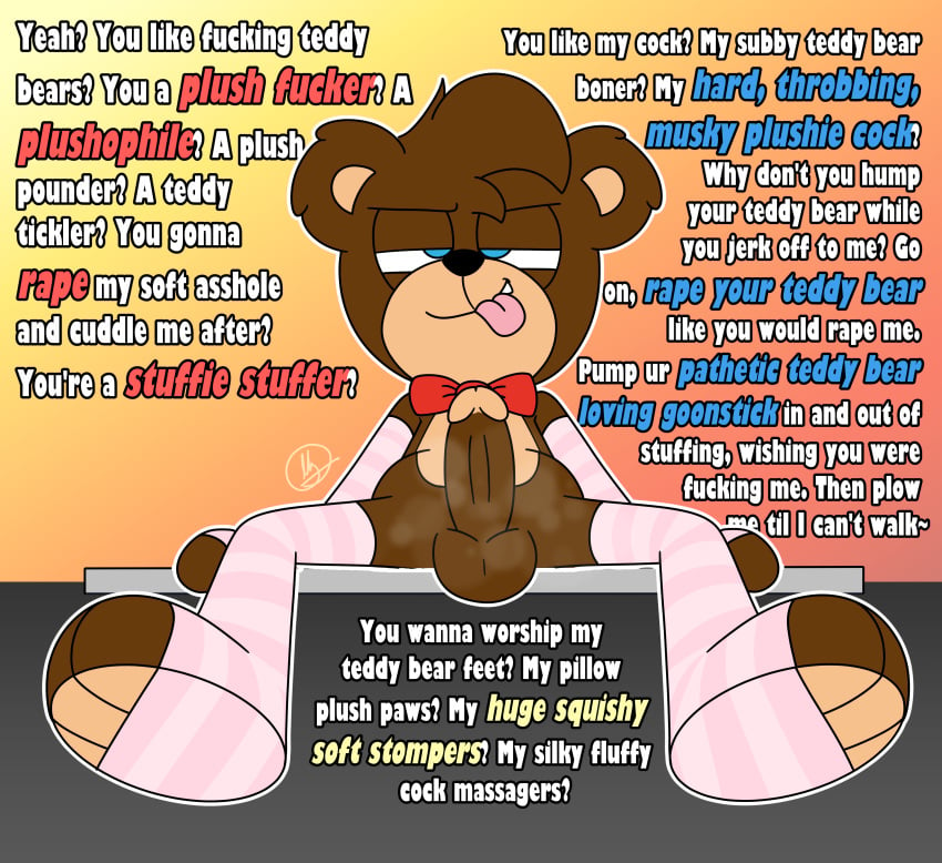 caption captioned cub erection furry male male_only musk_clouds oliver_masthay olly solo spread_legs stockings teddy_bear_(species) toony young