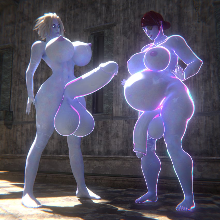 2futas 3d ass_expansion awoken balls_expansion big_breasts big_penis blue_skin breast_expansion breasts bungie destiny_(game) expansion futa_on_futa futa_only futanari huge_cock magic mara_sov penis penis_expansion petra_venj qzk_forte thick_thighs white_hair wide_hips