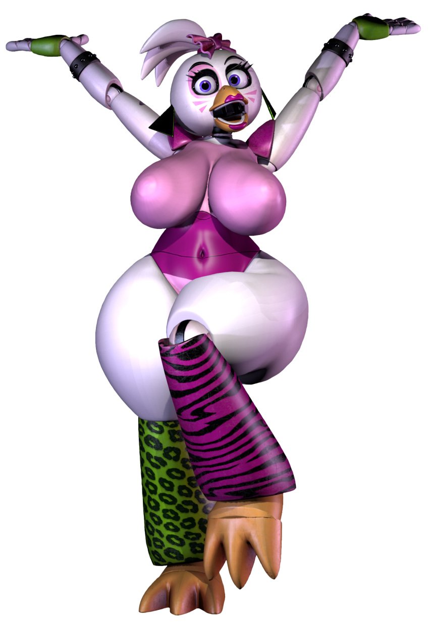 3d 3d_(artwork) big_breasts casual casual_nudity chickenchicalover female female_only five_nights_at_freddy's five_nights_at_freddy's:_security_breach glamrock_chica_(fnaf) huge_ass huge_breasts nipples_visible_through_clothing no_bra no_underwear recreation robot robot_girl sideass teasing transparent_background