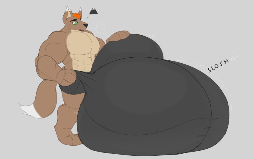 2021 anthro arrow_(arrowt) balls big_balls big_bulge big_muscles big_penis bulge canid canine canis clothing genitals hi_res huge_balls huge_bulge huge_cock hyper hyper_balls hyper_bulge hyper_genitalia hyper_penis male mammal muscular muscular_male penis solo starrfluff underwear wolf