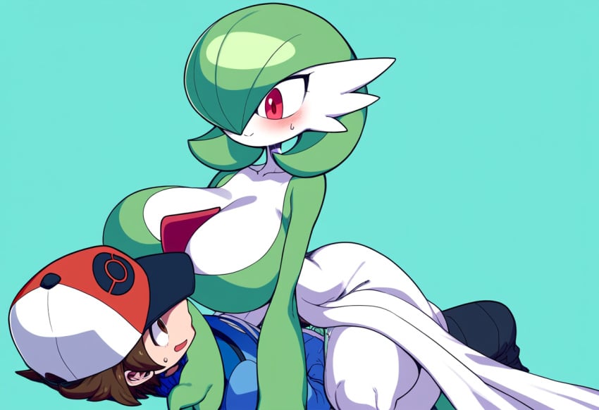 ai_generated clothed cowgirl_position female_on_top female_pokemon femdom gardevoir hilbert_(pokemon) imminent_sex large_breasts novelai pokémon_(species) pokemon pokemon_(species) pokemon_bw pokemon_rse pokephilia straddling straight