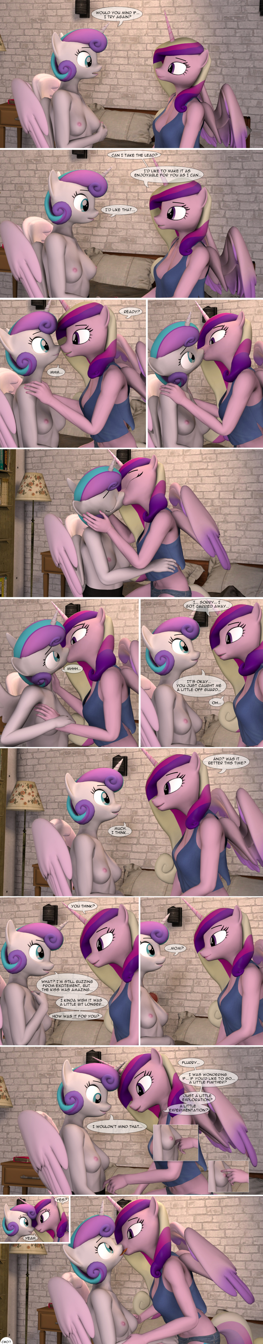 2girls 3d_(artwork) absurd_res alicorn bed bedroom breast_grab breasts chapter_7 clothing comic daughter_(lore) dialogue digital_media_(artwork) duo english_text equid equine female female/female flurry_heart_(mlp) friendship_is_magic furniture hand_on_breast hasbro hi_res horn incest_(lore) kissing long_image mammal mother_(lore) mother_and_child_(lore) mother_and_daughter_(lore) my_little_pony mythological_creature mythological_equine mythology parent_(lore) parent_and_child_(lore) parent_and_daughter_(lore) princess_cadance_(mlp) sleepwear spud-arts tall_image tongue underwear wings