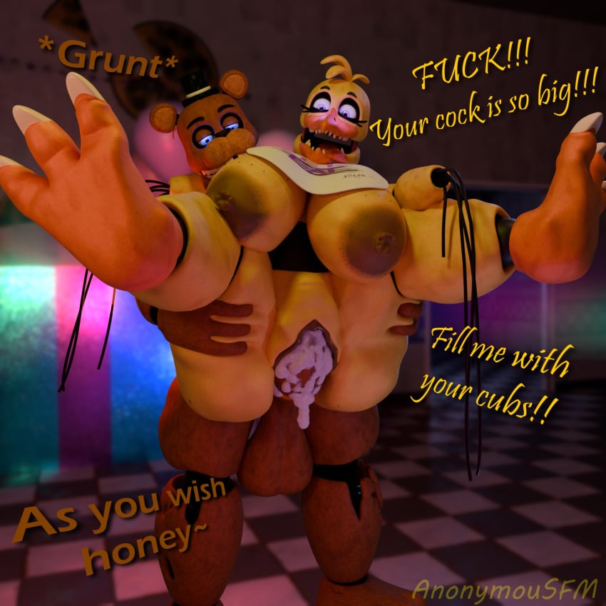 3d_(artwork) accessory animatronic anonymousfm anthro avian balls beak bear big_breasts big_penis bird bodily_fluids breasts brown_body chicken clothing cock_ring cum digital_media_(artwork) duo erection feet female female_penetrated five_nights_at_freddy's five_nights_at_freddy's_2 galliform gallus_(genus) genital_fluids genitals glowing glowing_eyes hair hat headgear headwear hi_res huge_breasts humanoid_genitalia humanoid_penis jewelry machine male male/female male_penetrating male_penetrating_female mammal nipples nude open_mouth penetration penile penis penis_accessory penis_jewelry phasianid pussy robot scott_cawthon scottgames sex smile teeth text thick_thighs tongue vaginal_penetration withered_chica withered_freddy