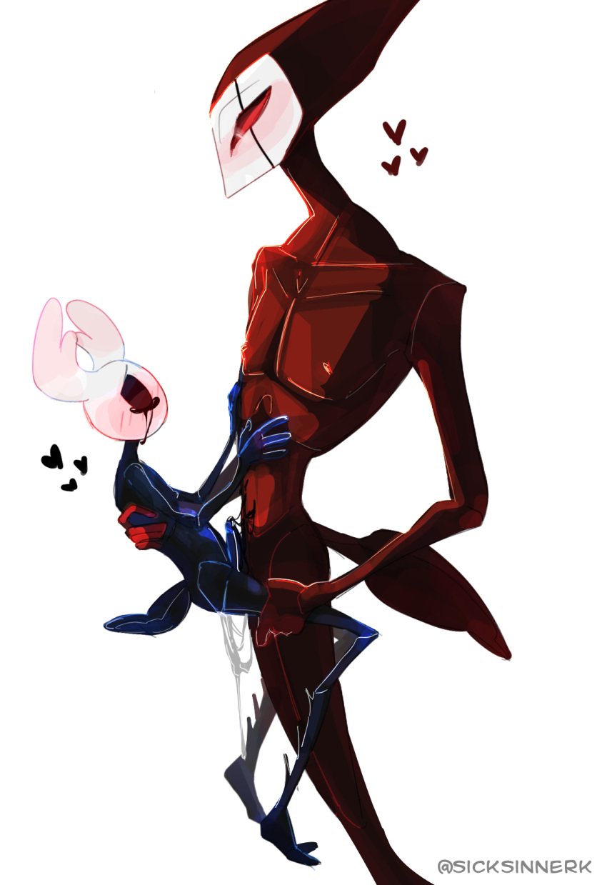 2boys age_difference big_penis crying gay grimm_(hollow_knight) hollow_knight male_penetrating non-human protagonist_(hollow_knight) rape sicksinner_(artist) size_difference small_penis standing