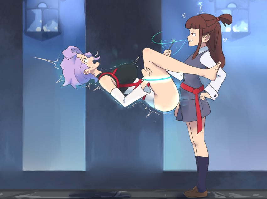 1futa 1girls akko_kagari big_breasts big_penis bottomless breasts brown_hair clothed clothing croix_meridies duo erection female futa_on_female futanari green_eyes huge_ass huge_cock human levitation light-skinned_female light-skinned_futanari light_skin little_witch_academia long_hair long_penis magic mostly_clothed oksandio partially_clothed penetration penis purple_hair red_eyes red_hair school_uniform short_hair side_view standing