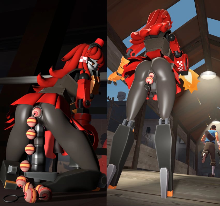 1boy 1girls 3d 3d_model anal_beads anal_insertion anus ass blue_team_(team_fortress_2) female gun_arm horny_female machine male mimi_sentry multicolored_eyes no_panties outside panels red_hair red_team_(team_fortress_2) robot robot_girl robot_humanoid scout_(team_fortress_2) sentry_(team_fortress_2) sentry_turret sex_toy sex_toy_in_ass sex_toy_in_pussy skirt source_filmmaker sudahlahgood tagme team_fortress_2 tf2 vaginal_insertion valve valve_(company) wet_pussy