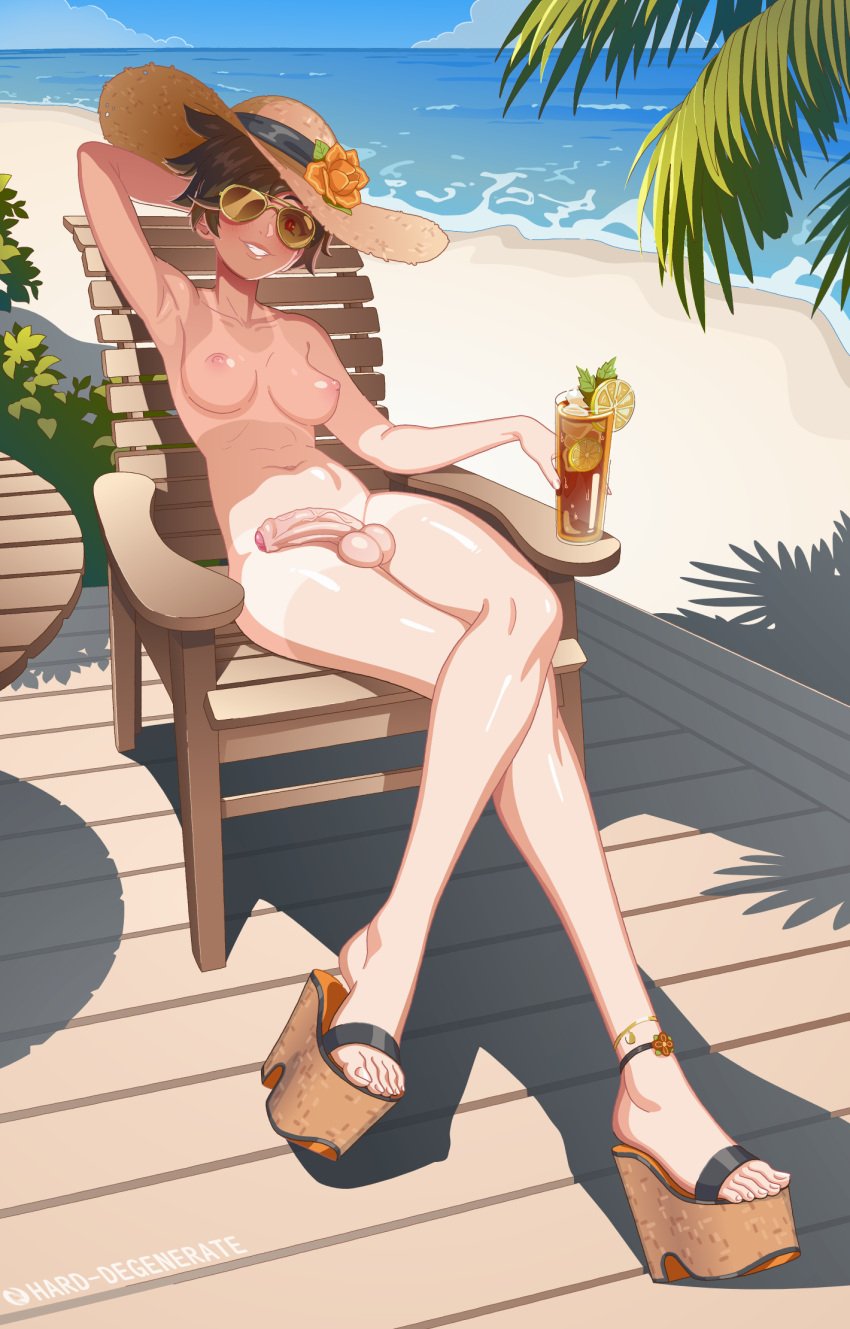 1futa areolae aviator_sunglasses balls beach beach_chair beach_hat big_penis blizzard_entertainment breasts brown-tinted_eyewear brown_hair crossed_legs detailed_background drink erection feet foreskin fully_nude futa_only futanari genitals hard-degenerate hat high_heels human lena_oxton light-skinned_futanari light_skin looking_at_viewer medium_breasts naked_footwear naked_hat naked_with_shoes_on nipples nude on_back outdoors outside overwatch overwatch_2 pale_skin partially_retracted_foreskin penis platform_footwear platform_heels platform_sandals platform_shoes png short_hair smirk solo solo_futa sunglasses tanline teasing testicles tinted_eyewear tomboy tracer uncut under_shade veiny_penis wedge_heels