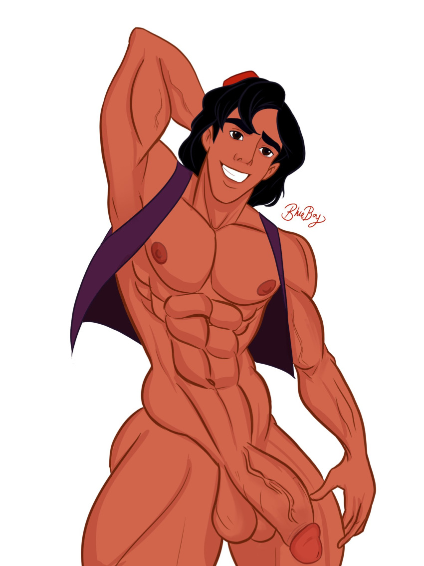 aladdin aladdin_(character) arab arab_male arabian arm_behind_head armpit back_muscles biceps big_chest big_cock big_pecs big_penis blueboybara bulging_biceps dark-skinned_male dark_skin disney disney_prince flaccid flaccid_penis huge_chest huge_cock huge_cock huge_pecs male male_only melanin middle_eastern middle_eastern_male muscle_growth muscles muscular muscular_male open_shirt pecs smiling_at_viewer smooth_chest smooth_skin thick_thighs veiny_penis