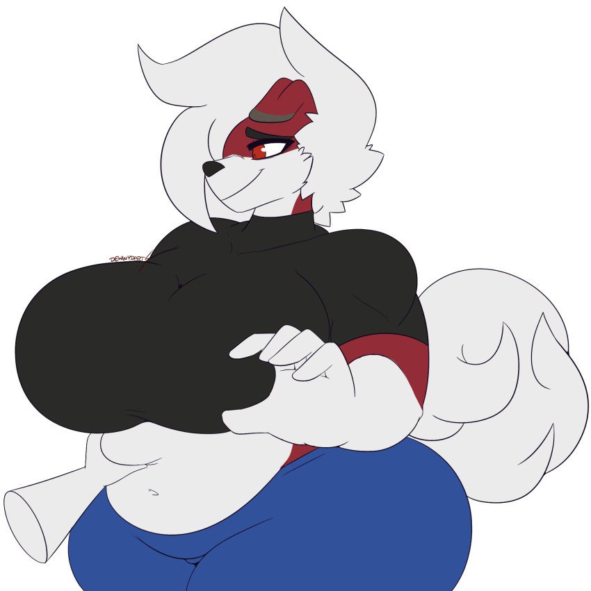 big_breasts breasts chubby dewwydartz female lycanroc midnight_lycanroc terra_(dewwydartz) thick_thighs wide_hips