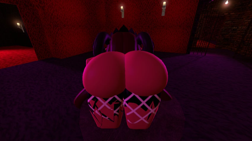 1girls 3d 4_toes ass big_ass big_butt brown_hair gigantic_ass gigantic_butt legs petru red_ass red_body red_light roblox robloxian source_filmmaker strip_club thick_thighs