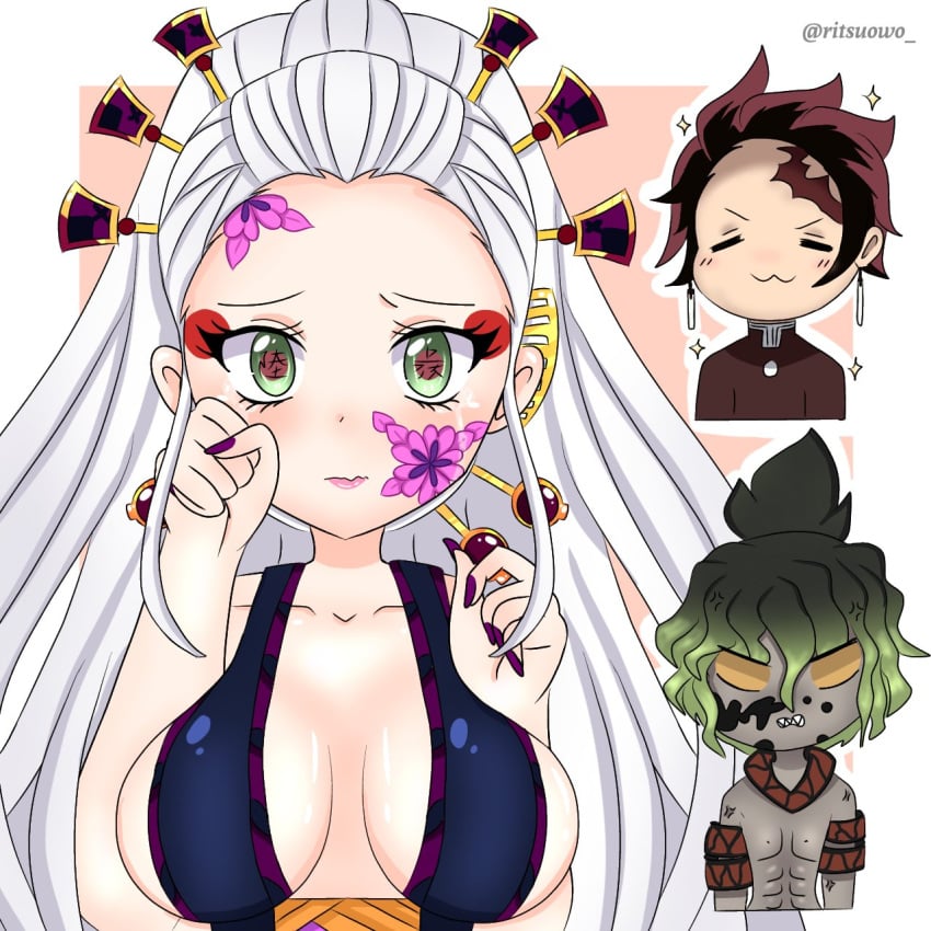 daki_(kimetsu_no_yaiba) demon_slayer female gyutaro kamado_tanjirou kimetsu_no_yaiba ritsuowo_ tagme