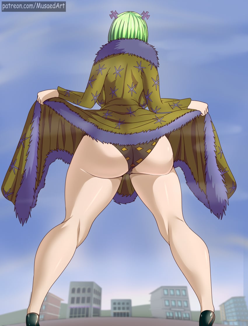 1girls antlers ass ass_focus big_ass bob_cut bottomless brandish_mew breasts cleavage clothing clothing_lift coat coat_lift faceless_character faceless_female facing_away fairy_tail female from_behind fur_coat green_hair heels high_heels huge_breasts large_breasts lifted_by_self musaed_art outdoors panties presenting presenting_ass short_hair standing teasing thick_ass thick_thighs underwear voluptuous