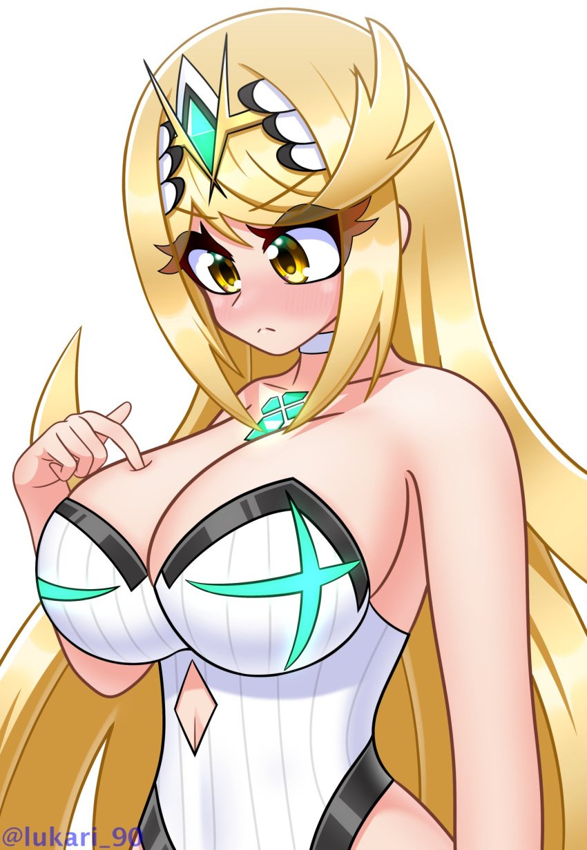 alternate_costume breasts core_crystal female female_only lukari mythra nintendo solo xenoblade_(series) xenoblade_chronicles_2