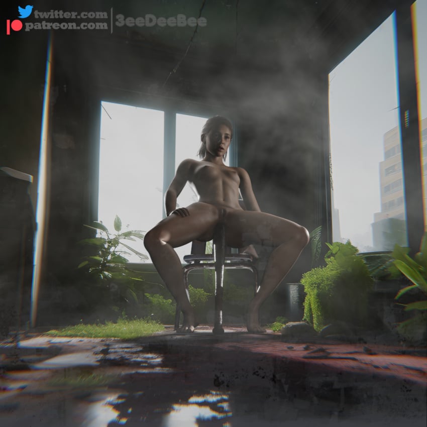 1girls 3d 3eedeebee anal anal_insertion anal_object_insertion anal_sex baseball_bat baseball_bat_in_ass brown_hair ellie_(the_last_of_us) ellie_williams feet female_focus female_only fit fit_female indoor legs naughty_dog nude nude_female perfect_body petite post_apocalyptic sitting skinny small_breasts tattoo the_last_of_us the_last_of_us_2 toned toned_female