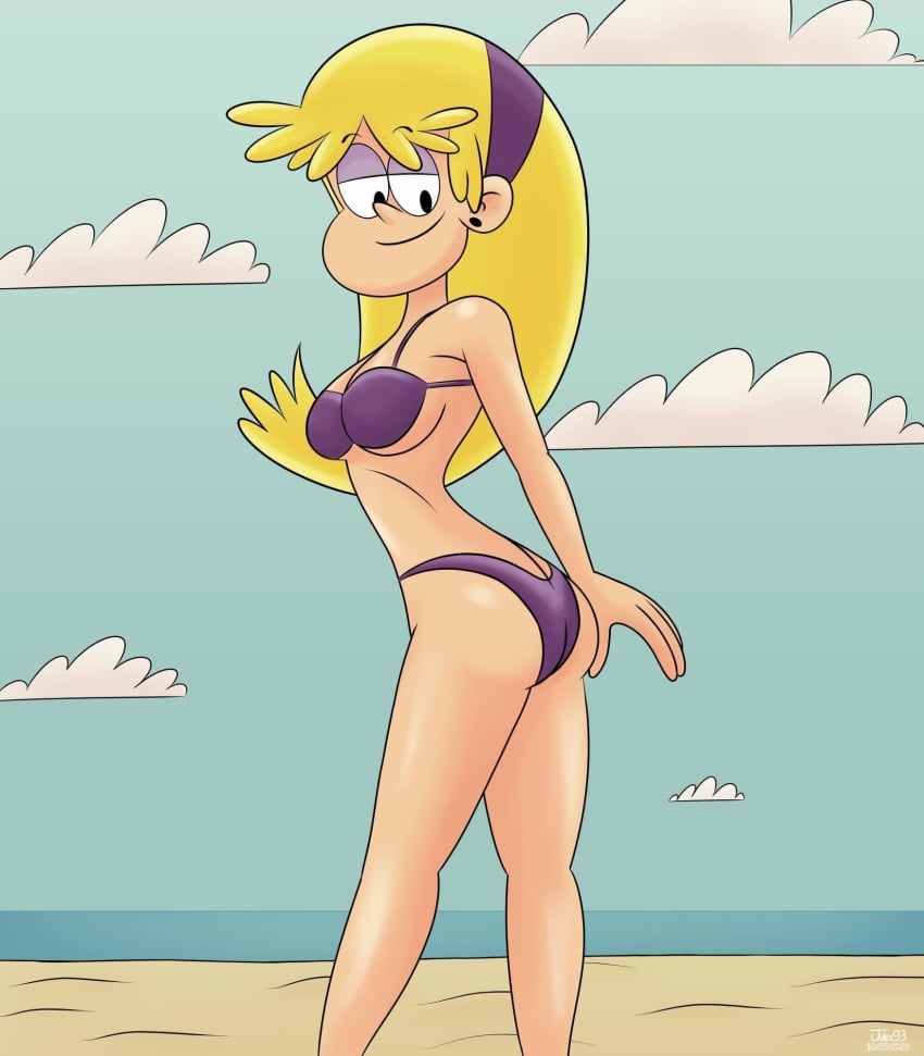 1girls ass beach bikini blonde_hair breasts carol_pingrey eyeshadow female female_only half-closed_eyes julex93 panties smile solo standing swimsuit the_loud_house thighs