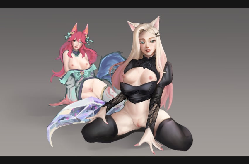 ahri breasts k/da_all_out_ahri k/da_all_out_series league_of_legends nhuahomm_(artist) small_breasts spirit_blossom_ahri spirit_blossom_series