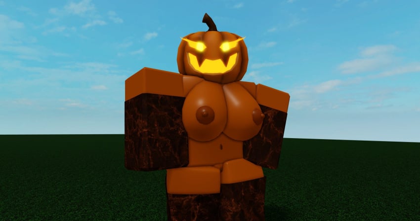 1girls 3d lampshaderr34 nude pumpkin pumpkin_head roblox robloxian stockings tagme