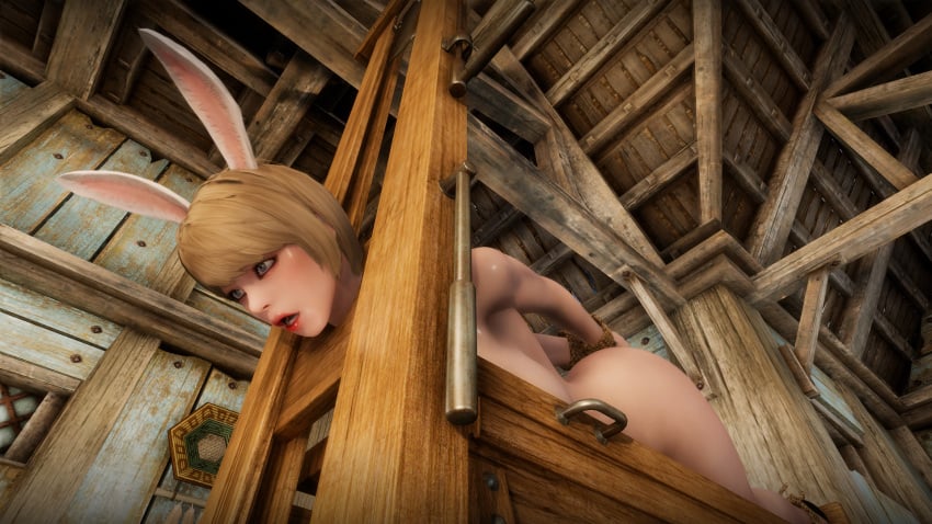 blonde_hair bunny_ears execution guillotine impending_death skyrim snuff the_elder_scrolls