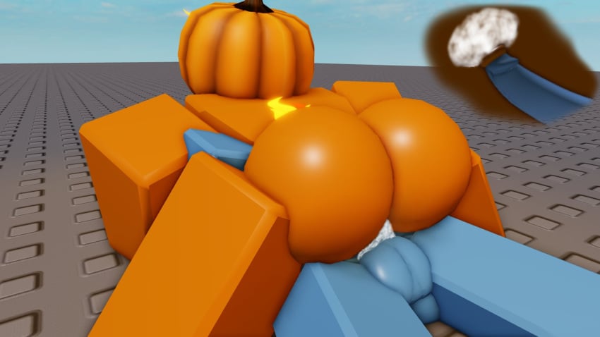 1boy 1girls 3d breeding cum_in_pussy lampshaderr34 pumpkin pumpkin_head roblox robloxian tagme