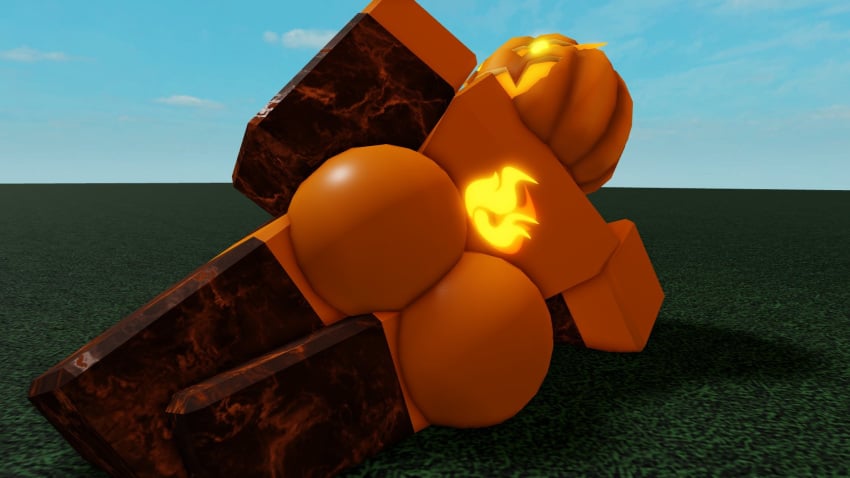 1girl 1girls 1woman 3d 3d_(artwork) ass back_view big_ass big_butt bubble_ass bubble_butt butt cute cute_female female_focus female_only gloves grass halloween lampshaderr34 laying_on_side looking_at_viewer looking_back orange_background orange_body plains pumpkin pumpkin_head roblox roblox_avatar robloxian socks tattoo tattoo_on_back video_games