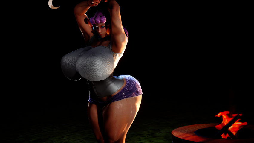 big_ass big_breasts campfire night nurse_joy thick_thighs