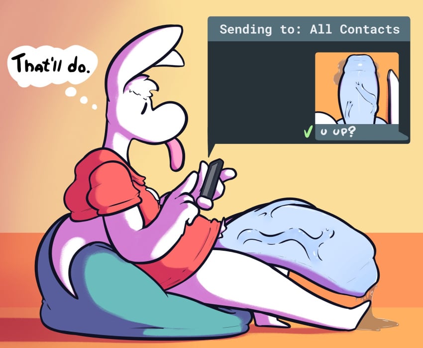 anthro blue_penis chat color dick_pic digital_media_(artwork) ears erection exhibitionism full_color hyper_cock hyper_penis on_phone rabbletnsfw relaxing selfie sending_nudes sitting tail taking_photo texting tongue_out uncircumcised uncut veiny_peniz zed_(lunarcheesecake)