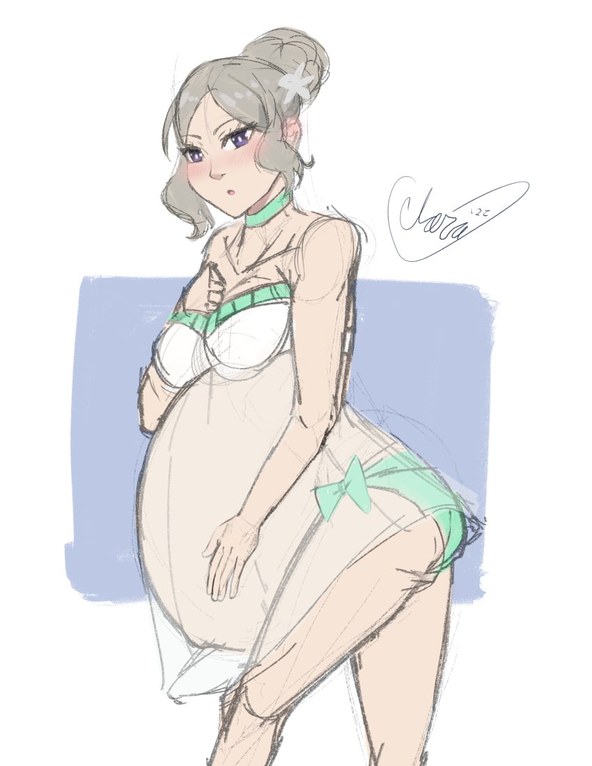 audrey_souffle claraspregs genderswap_(mtf) otto_suwen pregnancy pregnant pregnant_female re:zero_kara_hajimeru_isekai_seikatsu rule_63 swimsuit swimwear