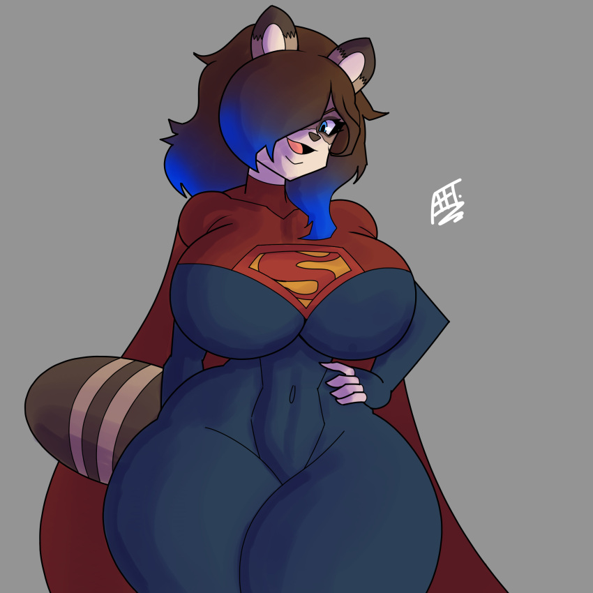 afreetime big_ass big_breasts big_butt cosplay curvaceous curvy curvy_body curvy_female curvy_figure curvy_milf dc dc_comics fur furry furry_ears furry_female furry_only furry_tail injustice_2 milf oc only_female original original_character original_characters raccoon raccoon_girl raccoon_tail smile smiling supergirl supergirl_(cosplay) supergirl_(sasha_calle)