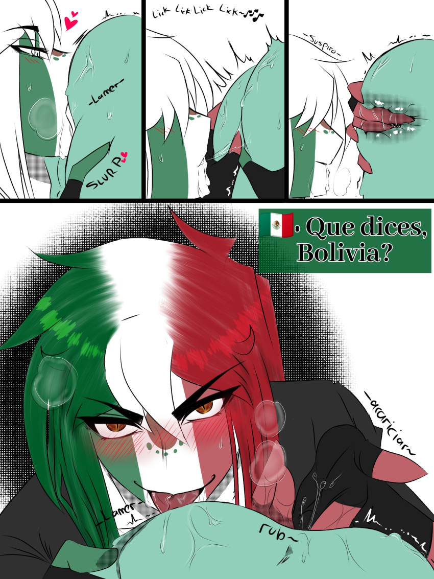 2boys bolivia_(countryhumans) countryhumans envyjudasneji male male_only mexico_(countryhumans) spanish_text text yaoi