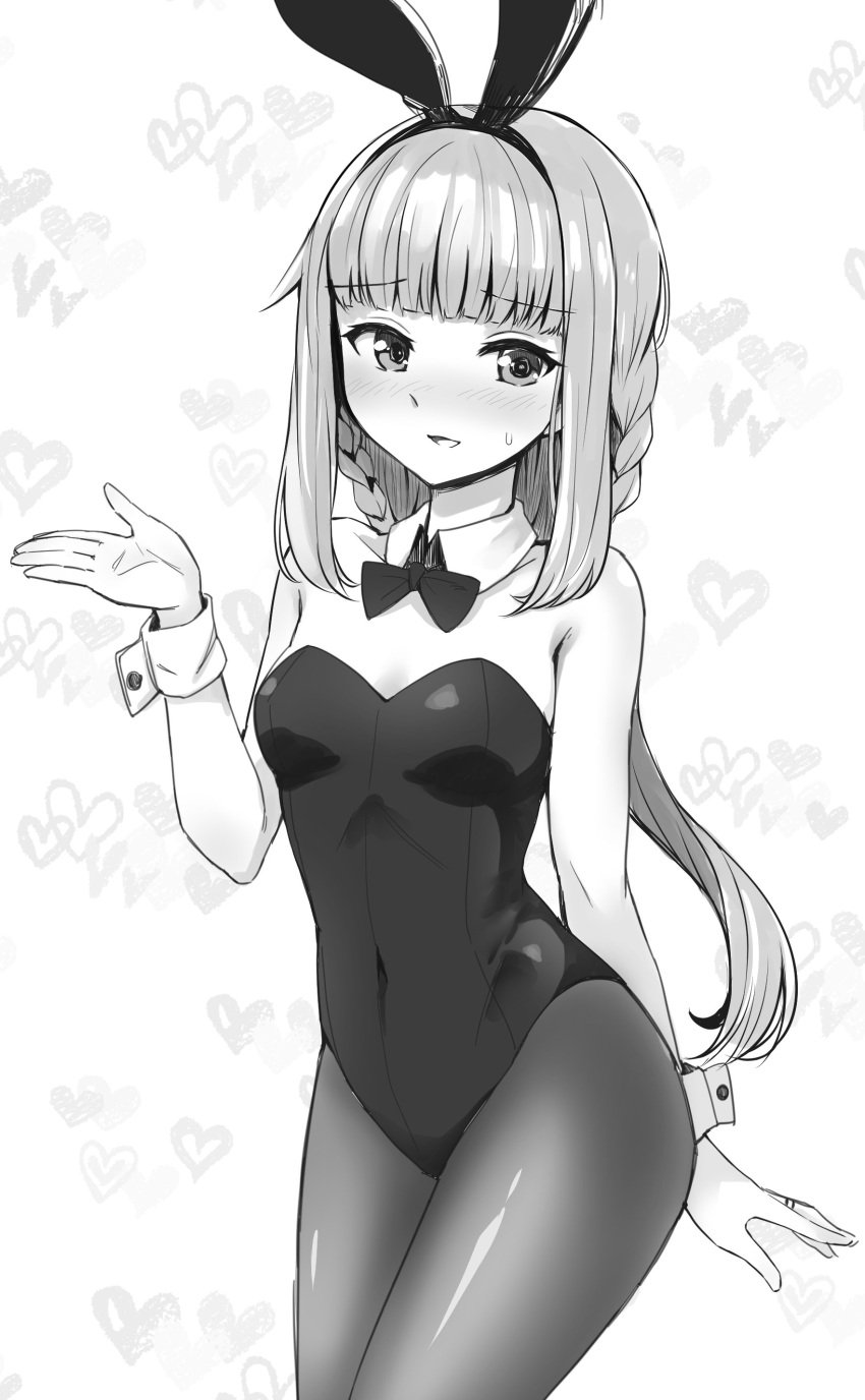 1girls absurd_res absurdres black_and_white black_panties bunny_ears bunny_girl bunny_tail bunnysuit curvaceous curvy curvy_body curvy_female curvy_figure high_resolution highres human human_only long_hair magia_record:_mahou_shoujo_madoka_magica_gaiden mahou_shoujo_madoka_magica panties pantyhose puella_magi_madoka_magica seductive sensual solo solo_female solo_focus tamaki_iroha white_skin young zwei_(santanawamuujojo)