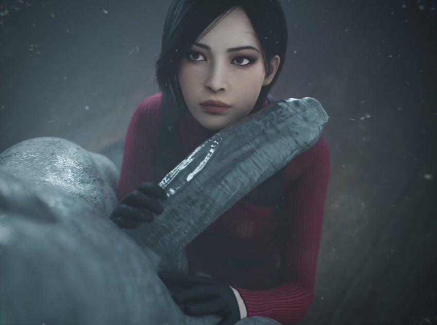 3d 3d_(artwork) ada_wong ada_wong_(adriana) asian_female black_gloves black_hair capcom classy dutch_angle female foreskin gloves grey-skinned_male grey_skin hand_on_another's_thigh hand_on_penis holding_penis imminent_oral intact long_penis long_sleeves looking_up male male_pov monster mr_x on_knees penis red_sweater resident_evil resident_evil_2 resident_evil_2_remake resident_evil_4 resident_evil_4_remake rugged_penis short_gloves short_hair stephanie23 straight sweater thick_foreskin tyrant uncut unretracted_foreskin