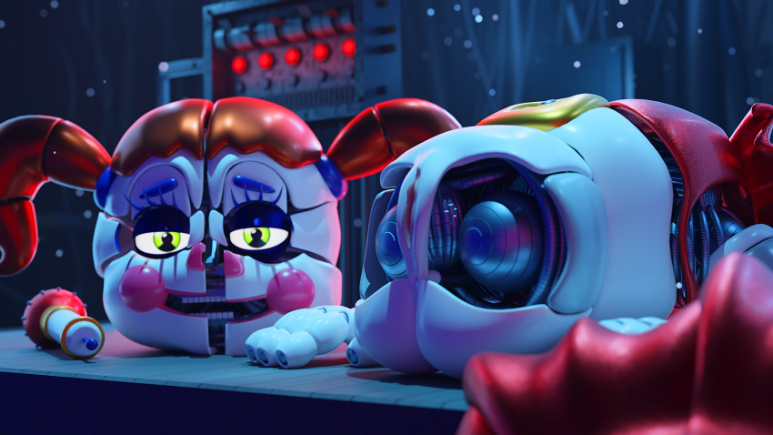 3d 3d_(artwork) ass asshole baby_(fnafsl) blender blender_(software) blurry_background canon_appearance circus_baby circus_baby_(fnaf) circus_baby_(original) female female_only five_nights_at_freddy's five_nights_at_freddy's:_sister_location full_color glowing_eyes green_eyes hi_res looking_at_viewer m0nk3y microphone no_penetration orange_hair pussy red_clothing robot robot_girl scottgames sister_location skirt solo solo_female vagina white_body