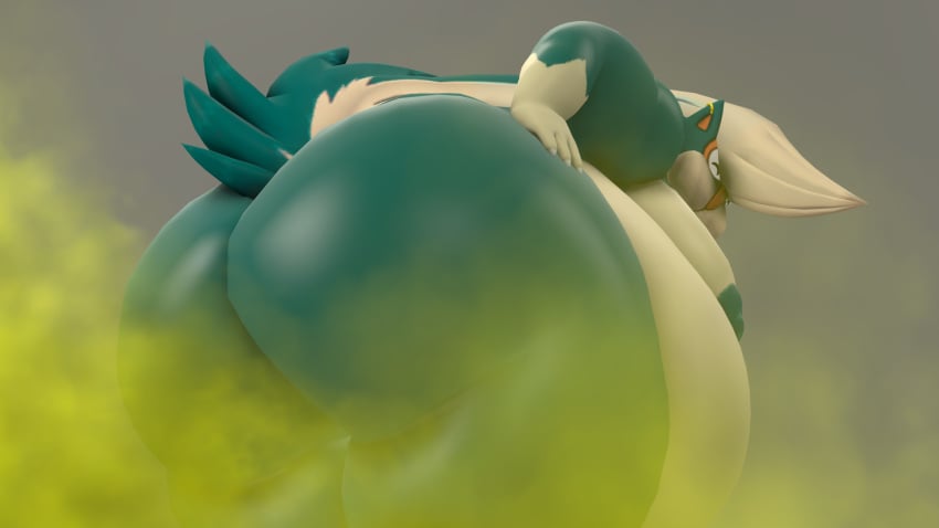 3d belly big_butt chubby fart fat female gassy moobs mrrainbow nintendo pokemon pokemon_(species) skunk skuntank tagme