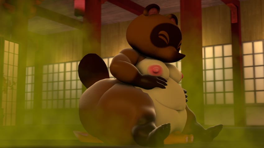 3d animal_crossing belly belly_button big_butt chubby crazy_redd facesitting fart fat moobs mrrainbow nintendo overweight source_filmmaker tagme tom_nook