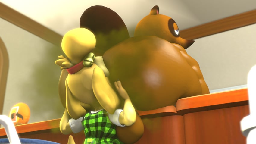 3d animal_crossing anthro anus balls belly big_butt chubby facesitting fart fat furry isabelle_(animal_crossing) male male_only moobs mrrainbow nintendo overweight puffy_anus solo source_filmmaker tagme tom_nook