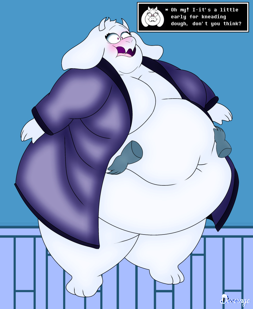 1girls animal_humanoid anthro ass bbw belly big_ass big_belly big_breasts blush bovid caprine chubby cleavage cooldeverage dialogue dialogue_box disembodied_hands exposed_fat_belly fat female female_only furry goat groping milf nude obese obese_anthro obese_female overweight overweight_anthro overweight_female partially_clothed partially_nude robe ssbbw standing thick_thighs toriel undertale undertale_(series) video_games white_fur wide_hips