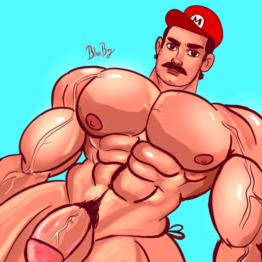 biceps big_chest big_cock big_pecs big_penis blueboybara bulging_biceps flaccid flaccid_penis huge_chest huge_cock huge_cock huge_pecs looking_at_viewer male male_only mario mario_(series) muscle_growth muscles muscular muscular_male nintendo pecs plumber smooth_chest smooth_skin veiny_penis