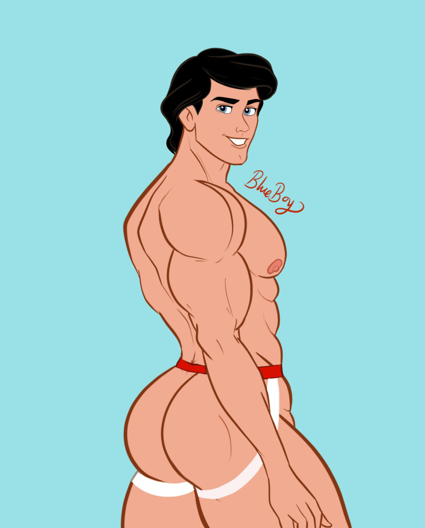 1boy abs ass biceps black_hair blue_eyes blueboybara bulging_biceps butt caucasian caucasian_male disney disney_prince jockstrap kinktober looking_at_viewer looking_back male male_only muscles muscular muscular_male pecs prince_eric shirtless_male smiling smiling_at_viewer smooth_skin solo solo_male the_little_mermaid thick thick_ass thick_male thick_thighs underwear underwear_only white_body white_skin