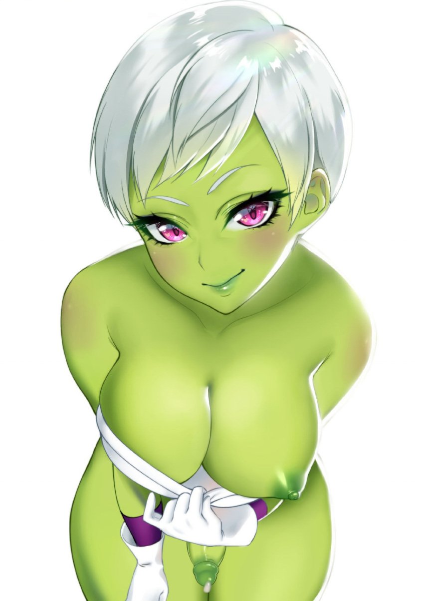 1futa 2d alien alien_girl areolae battle_armor big_breasts big_penis blush breasts cheelai clothed clothing cum cum_on_penis dragon_ball dragon_ball_super edit ejaculation elastic_armor erect_penis erection futa_only futanari gloves green-skinned_female green_eyes green_glans green_skin hanging_breasts high-angle_view horny humanoid humanoid_penis large_breasts large_penis leaning_forward looking_at_viewer mostly_nude nipples purple_eyes short_hair solo solo_futa standing thick_penis thick_thighs thigh_gap thighs tofuubear white_hair wide_hips