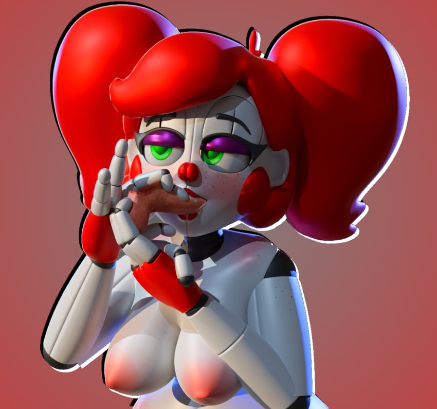 3d 3d_(artwork) baby_(fnafsl) balls blender blender_(software) breasts circus_baby circus_baby_(fnaf) cum cum_drip cum_in_mouth dick female female_only five_nights_at_freddy's five_nights_at_freddy's:_sister_location green_eyes hand_on_breast holding_breast looking_at_viewer m0nk3y nipples penis red_hair red_lipstick robot robot_girl scottgames sister_location smile so87baby summer_of_87_baby