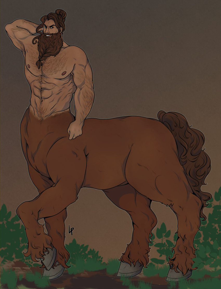 bartel beard bearded centaur hairy male male_only man_bun manly muscle satway_(artist) solo solo_male taur