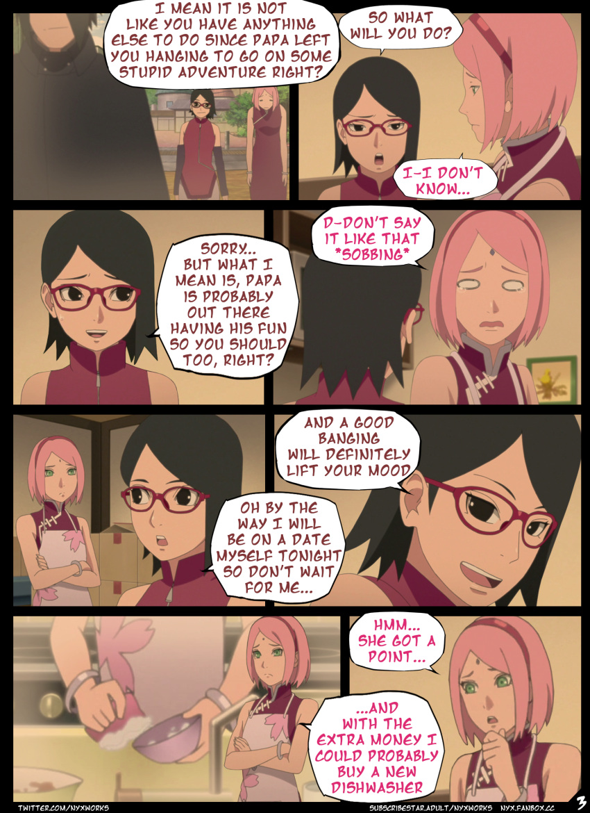 boruto:_naruto_next_generations cheating comic divorce naruto naruto_(series) netorare ntr nyxworks page_3 right_to_left sakura_haruno sarada_uchiha valentine's_day