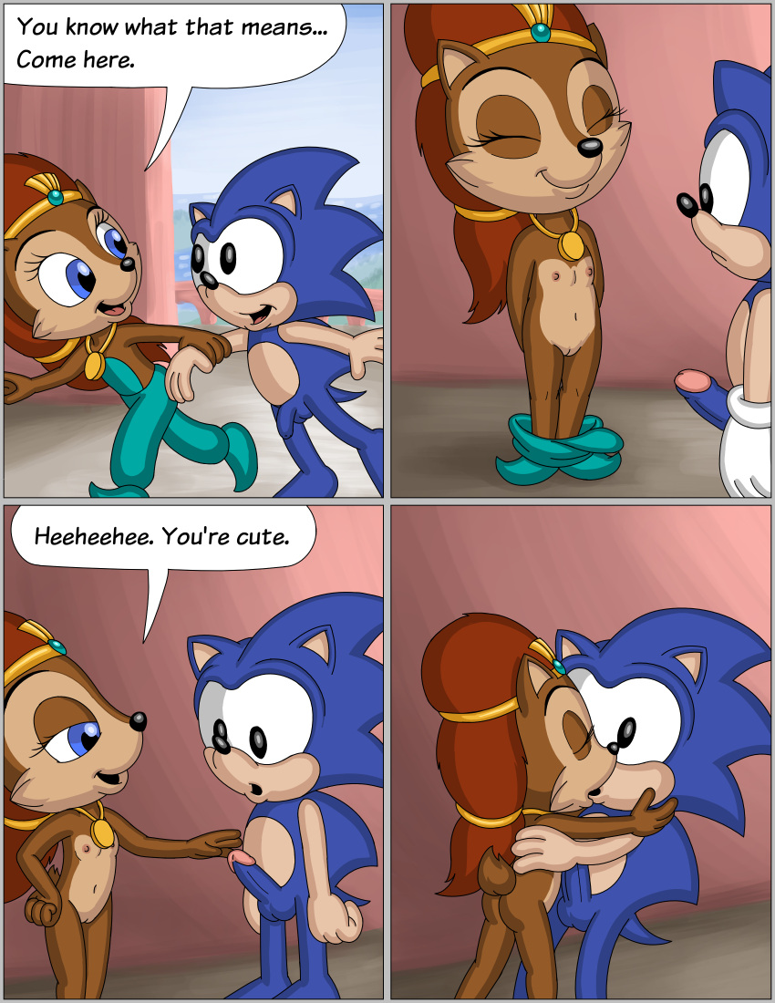 absurd_res anthro archie_comics aroused clothing erection eulipotyphlan female flat_chest genitals ground_squirrel hedgehog hi_res kissing male male/female mammal nipples nude omatic penis pussy rodent sally_acorn sciurid sega sonic_(series) sonic_the_hedgehog sonic_the_hedgehog_(archie) sonic_the_hedgehog_(comics) sonic_the_hedgehog_(series) undressed undressing whoreomatic young