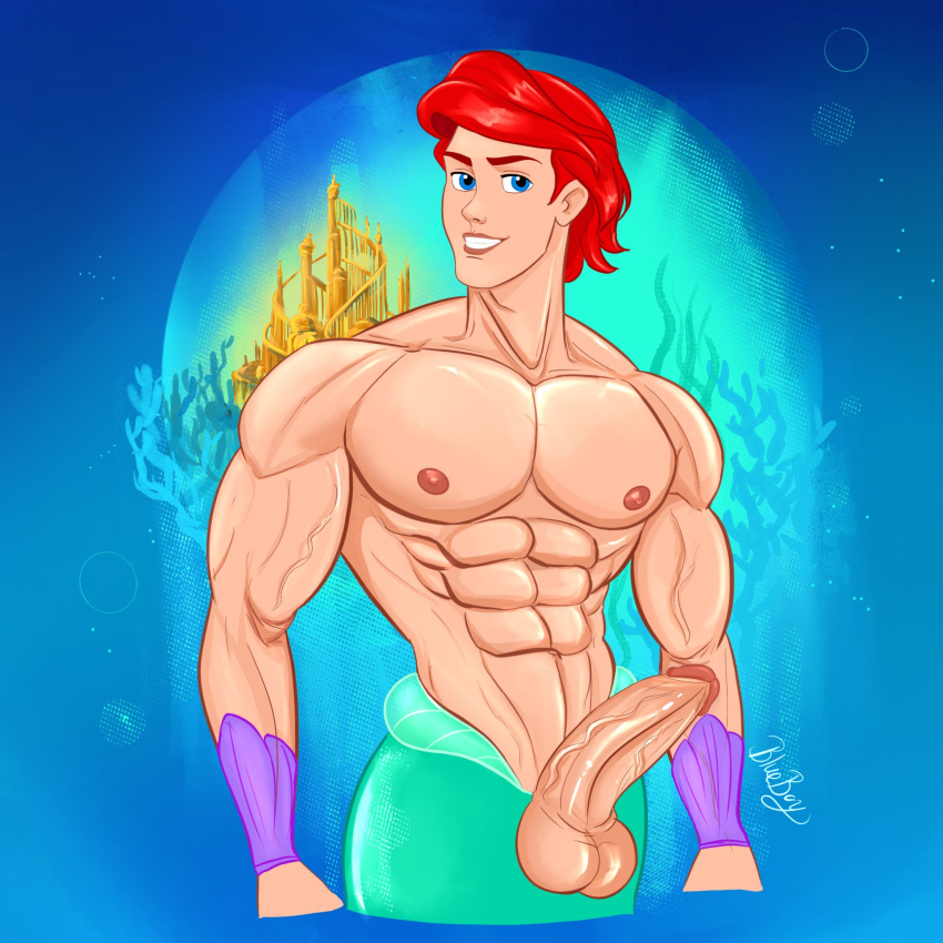 1boy abs ariel bara biceps big_chest big_pecs big_penis blueboybara boner bulging_biceps caucasian caucasian_male disney disney_prince erect_penis genderbend genderswap genderswap_(ftm) hard_on huge_chest huge_pecs looking_at_viewer male male_only merfolk merman muscles muscular muscular_male outdoors outside pecs rule_63 smooth_chest smooth_skin solo solo_male the_little_mermaid uncut underwater veiny_penis