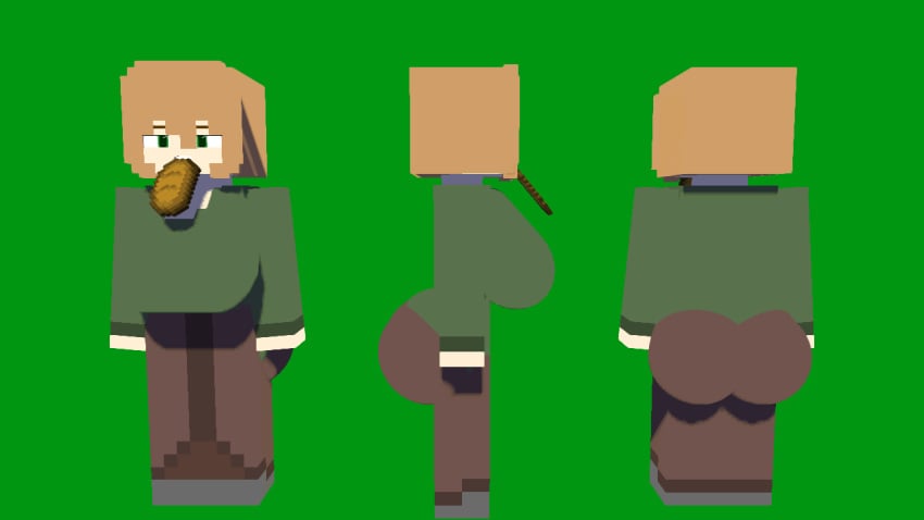 3d ass big_ass big_breasts big_butt bread breasts character_profile character_sheet green_eyes minecraft mystic100 villager_(minecraft)