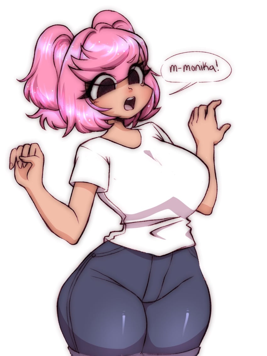 1girls 5hitzzzu big_breasts boombita breast_expansion breast_growth breasts clothed clothes clothing cowboy_shot doki_doki_literature_club expansion female female_focus female_only fookamee fully_clothed funcu funculicious hips huge_breasts human human_only large_breasts meatcuteshii natsuki_(doki_doki_literature_club) pink_hair pinkbobatoo shiny_hair shocked shocked_expression short_hair shorts shortstack skiddioop solo solo_female stereodaddy surprise surprised surprised_expression t-shirt tan_skin thick_thighs thighs three-quarter_portrait transformation wide-eyed wide_eyed wide_hips wide_thighs